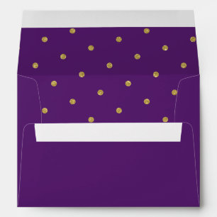Chic Gold Polka Dot Pattern Purple Envelope