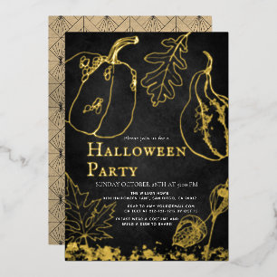 Chic Gold Pumpkin Black Halloween Party