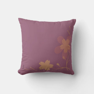 Chic Gold Purple Abstract Floral Cushion