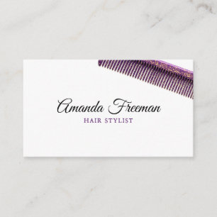Chic Gold & Purple Comb Hair Stylist Business Card