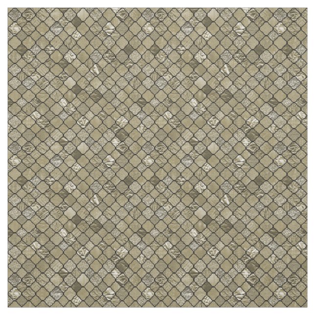 Chic Gold Quatrefoil Foil Glitter Fabric (Swatch)