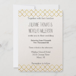 Chic Gold Quatrefoil Wedding Invitation