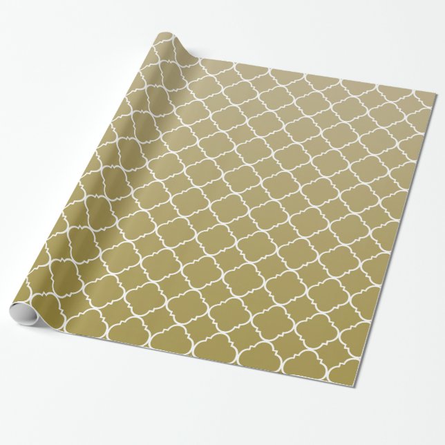 Chic Gold Quatrefoil Wrapping Paper (Unrolled)