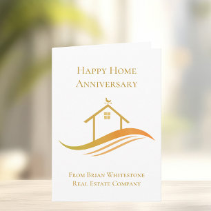 Chic Gold Real Estate Happy Home Anniversary Card