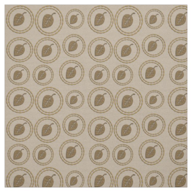 Chic Gold Rings Leaf Pattern Linen Fabric (Swatch)