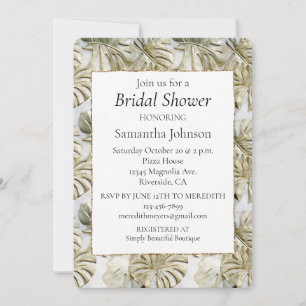 Chic Gold Sage Green Tropical Bridal Shower Invitation