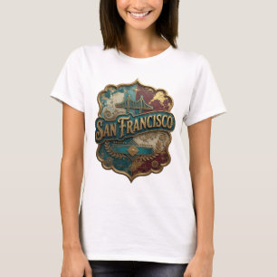 Chic Gold SAN FRANCISCO Artistic Motif T-Shirt