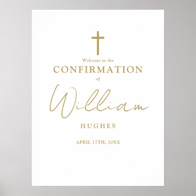Chic Gold Script Confirmation Welcome Sign (Front)