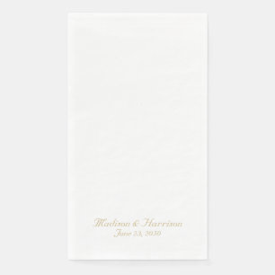 Chic gold script custom names date elegant wedding napkin