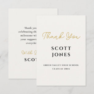 Chic Gold Script Graduation Thank You Card