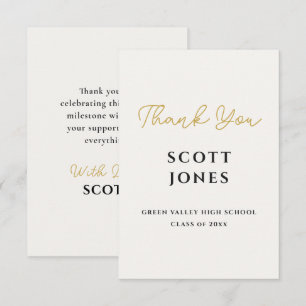 Chic Gold Script Graduation Thank You Card