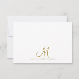 Chic Gold Script Initial Couples Monogram  Card