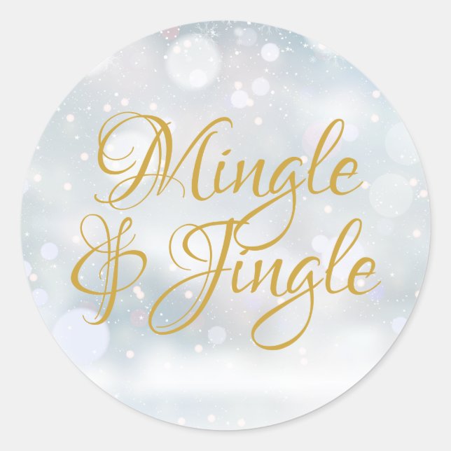 Chic Gold Script Mingle Jingle Christmas Holiday  Classic Round Sticker (Front)