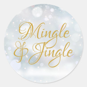Chic Gold Script Mingle Jingle Christmas Holiday  Classic Round Sticker