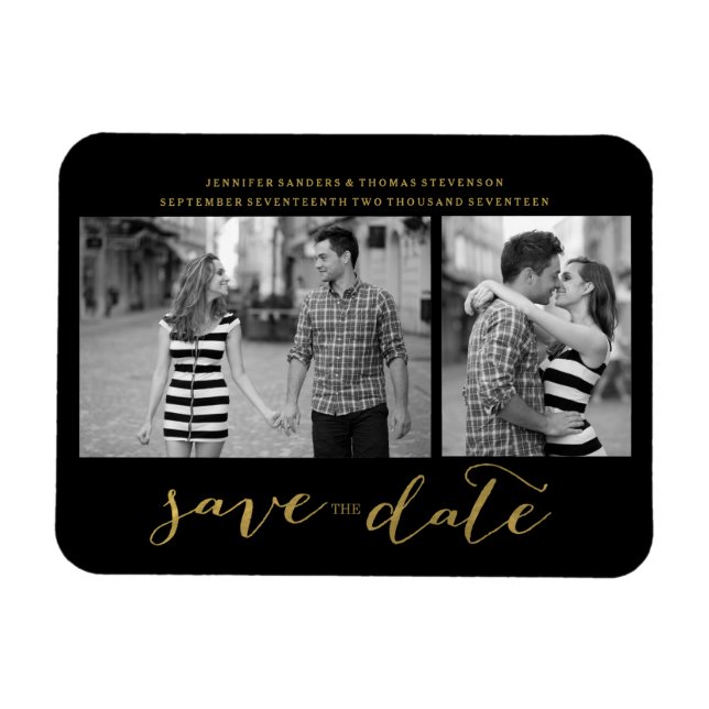Chic Gold Script Save the Date Magnet Invitations (Horizontal)