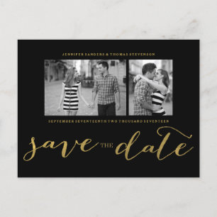 Chic Gold Script Save the Date Postcard