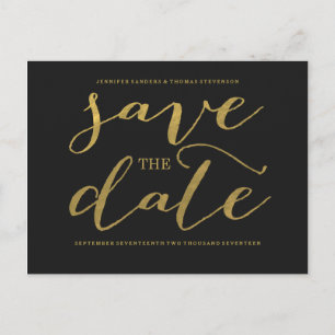 Chic Gold Script Save the Date Postcard