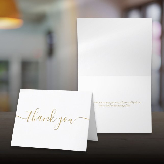 Chic Gold Script Simple Modern Elegant Thank You Card (Chic Gold Script Simple Modern Elegant Thank You Card)