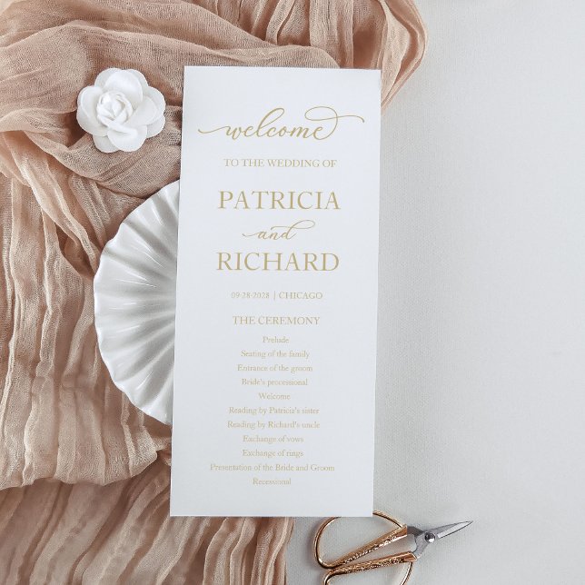 Chic Gold Script Wedding Ceremony Program (Creator Uploaded)