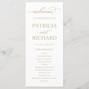 Chic Gold Script Wedding Ceremony Program