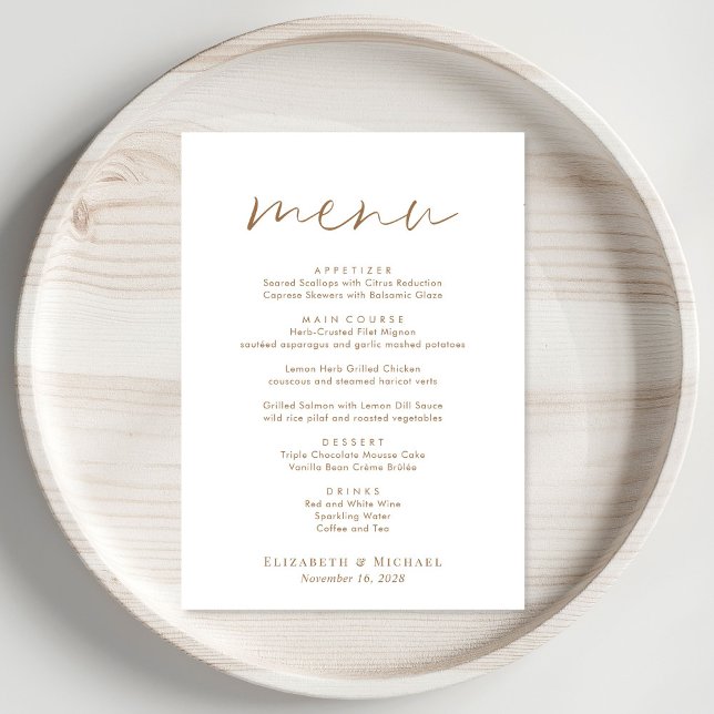 Chic Gold Script Wedding Reception Menu (Creator Uploaded)