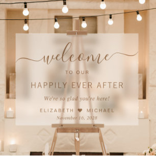 Chic Gold Script Wedding Welcome Frosted Acrylic Sign