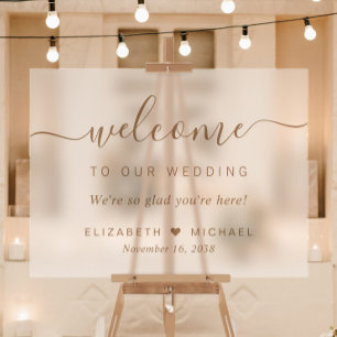 Chic Gold Script Wedding Welcome Frosted Acrylic Sign