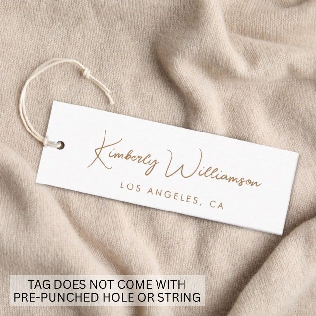 Chic Gold Signature Script White Hang Tag (Empower your name in our signature script as your logo and brand identity)