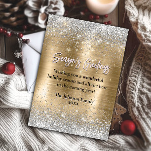 chic gold silver new year Christmas greeting Card