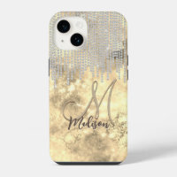 Chic gold silver rhinestone drips monogram Case-Ma