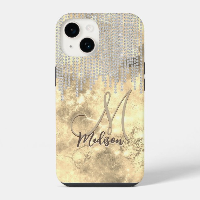Chic gold silver rhinestone drips monogram Case-Ma iPhone Case (Back)