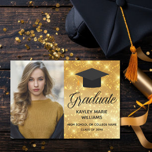 Chic Gold Sparkle Graduate Photo 2025 Graduation Announcement