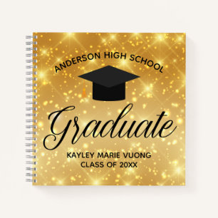 Chic Gold Sparkle Graduation Autograph Guest Notebook