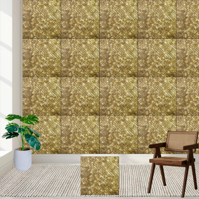 Chic Gold Sparkling Glitter Wall Floor Fireplace Ceramic Tile (Chic Gold Sparkling Glitter Wall Floor Fireplace Ceramic Tile)