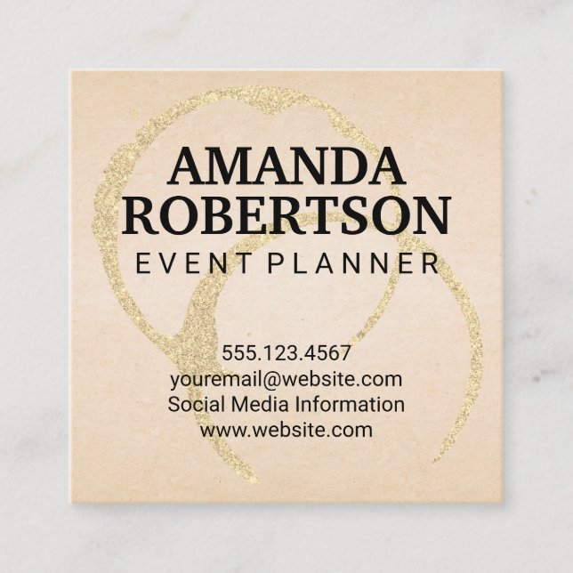 Chic Gold Stain Square Business Card (Front)