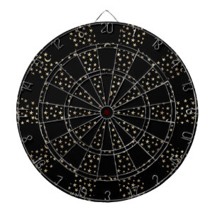Chic Gold Stars Crescent Moons Black Dartboard