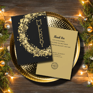 Chic Gold Stars Wreath Christmas Business Holiday Card