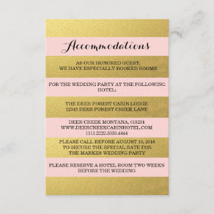 CHIC GOLD STRIPES ACCOMMODATION CARD