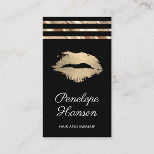 Chic Gold Stripes with a Kiss Business Card