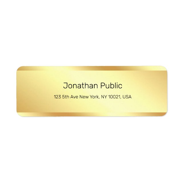 Chic Gold Template Elegant Modern Return Address Label (Front)