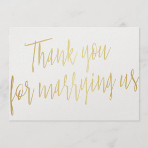 Chic Gold "Thank you for marring us" Thank You Card