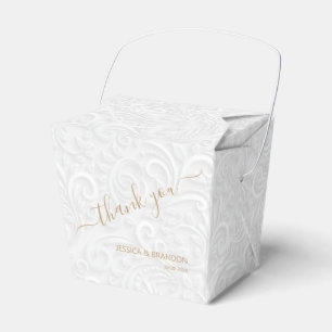 Chic Gold Thank You White Filigree Wedding Favour  Box
