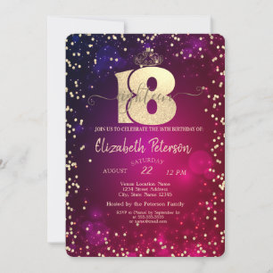 Chic Gold Tiara,Diamonds 18th Birthday Party Invitation