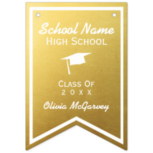 Chic Gold Trendy Graduation Class of 2018 Bunting