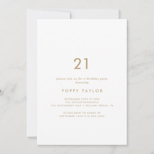 Chic Gold Typography 21st Birthday Party Invitation