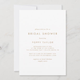 Chic Gold Typography Bridal Shower Invitation