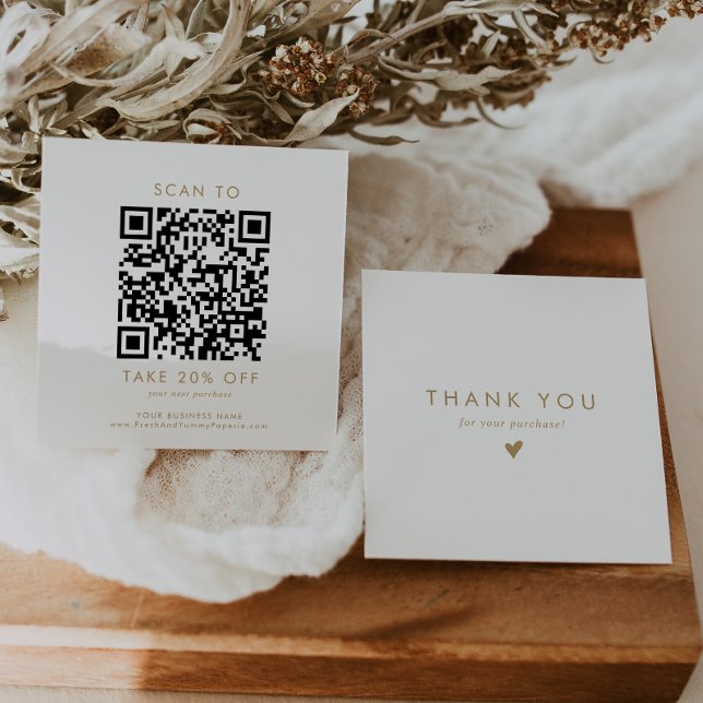 Chic Gold Typography Business QR Code Thank You Discount Card (Creator Uploaded)