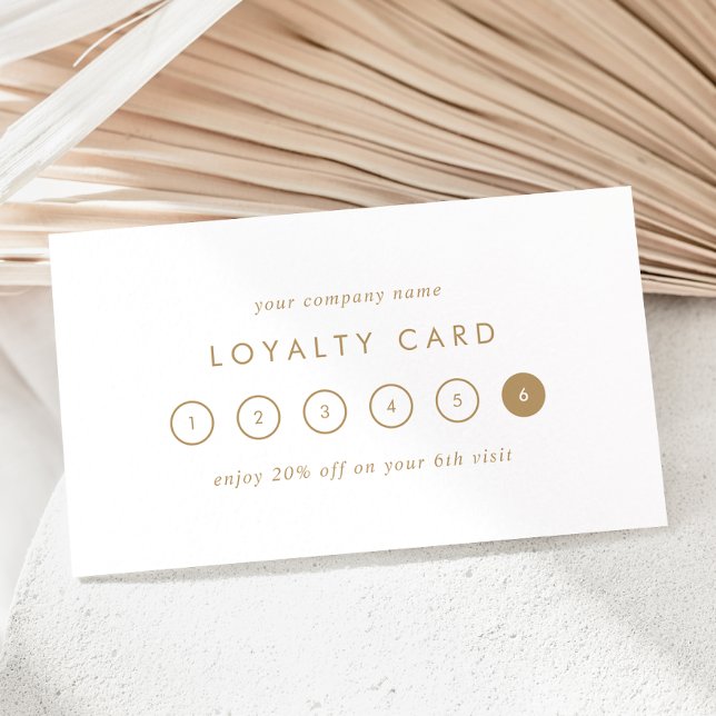 Chic Gold Typography Business Reward 6 Punch Loyalty Card (Creator Uploaded)
