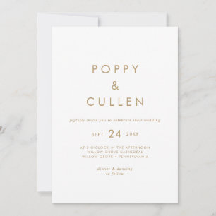 Chic Gold Typography Casual Wedding Invitation