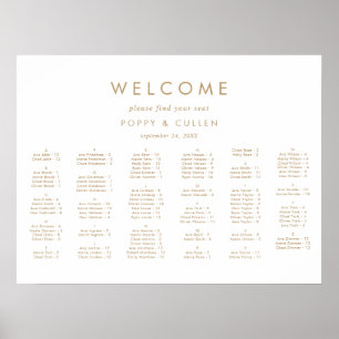 Chic Gold Typography Horizontal Seating Chart